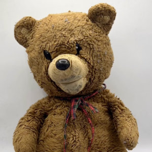 A photo of a 30 year old bear sent to Winey Bears Repair.